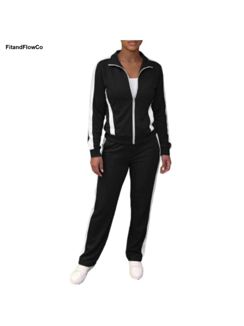 2 Piece Sweatsuit Set Zip Up Long Sleeve Tracksuit Slim Fit